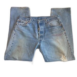 Vintage Levis 505 Straight Leg Relaxed Fit Jeans Mens 36x32 Button Fly USA